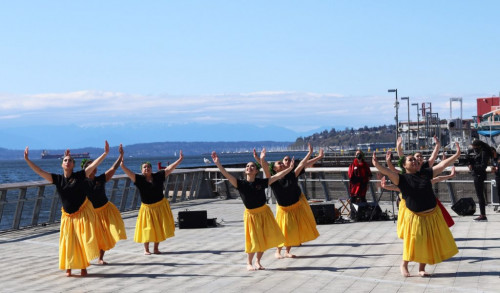Dancers at the Seattle waterfront.